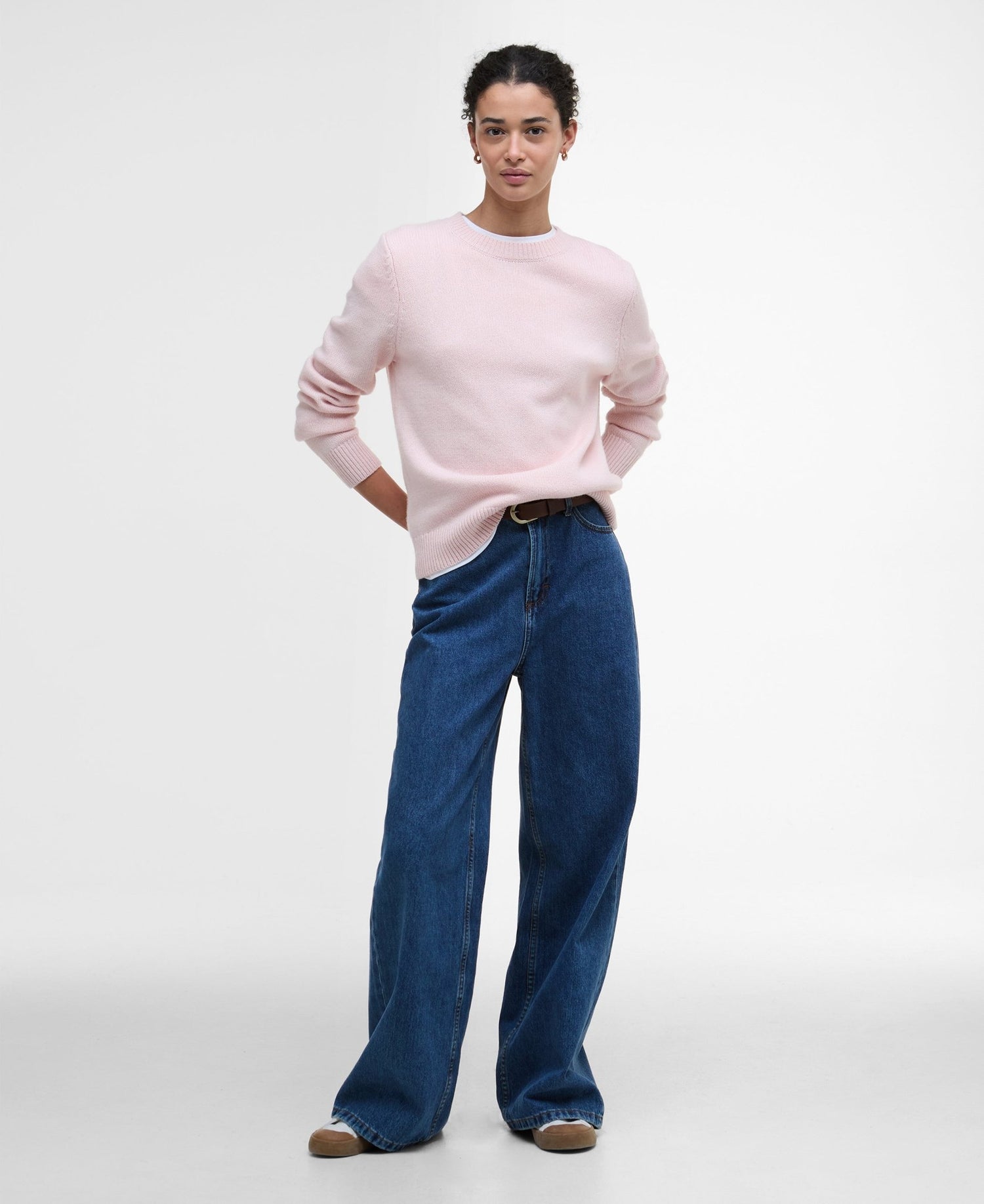 Barbour Woodhouse Knitted Jumper Pink Blush - Blue Water Clothing
