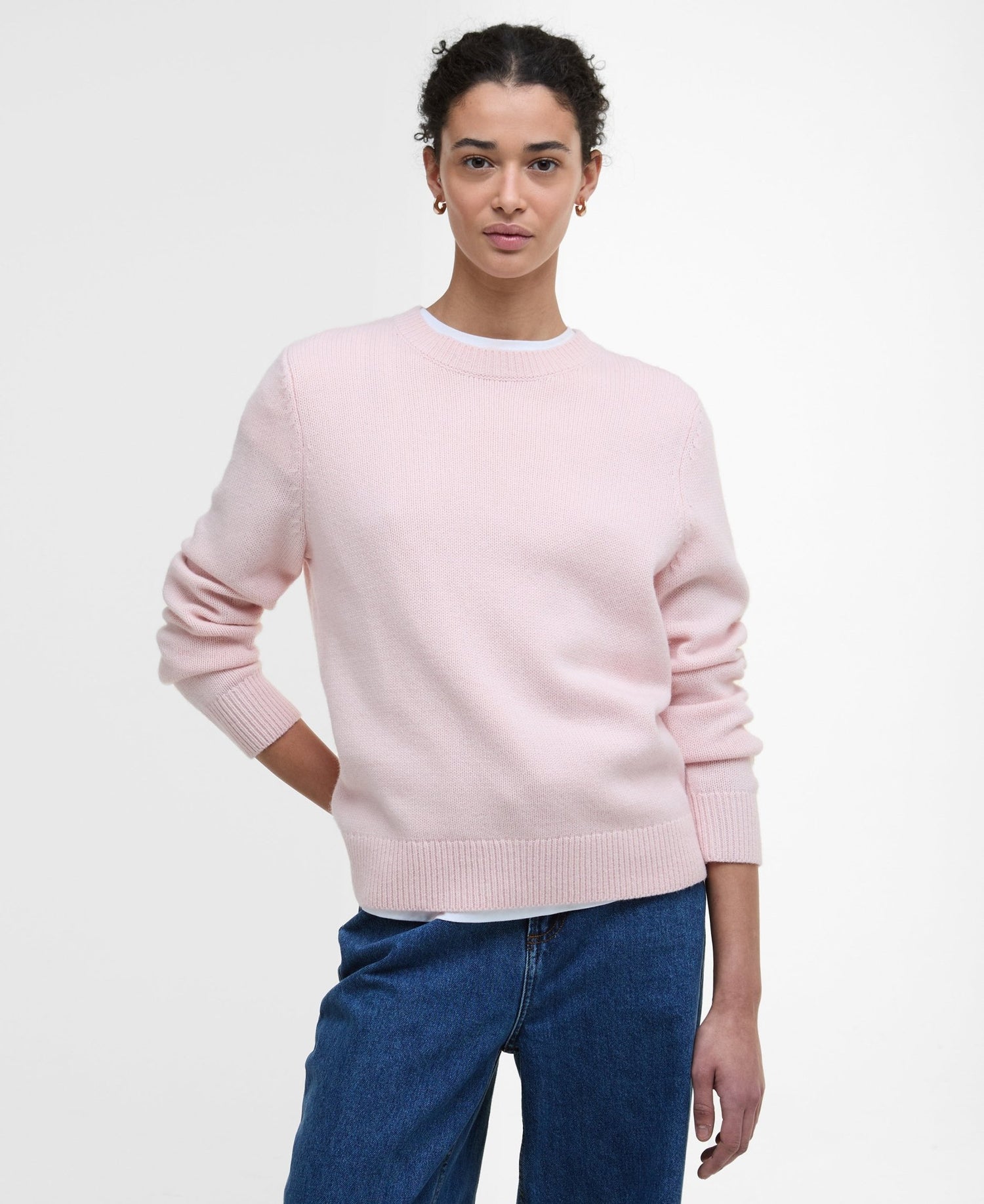 Barbour Woodhouse Knitted Jumper Pink Blush - Blue Water Clothing