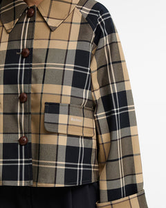 BarbourBarbour Delilah Checked Showerproof JacketCoatBirchwood Dress - Blue Water Clothing