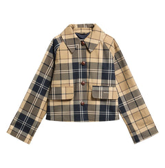 BarbourBarbour Delilah Checked Showerproof JacketCoatBirchwood Dress - Blue Water Clothing