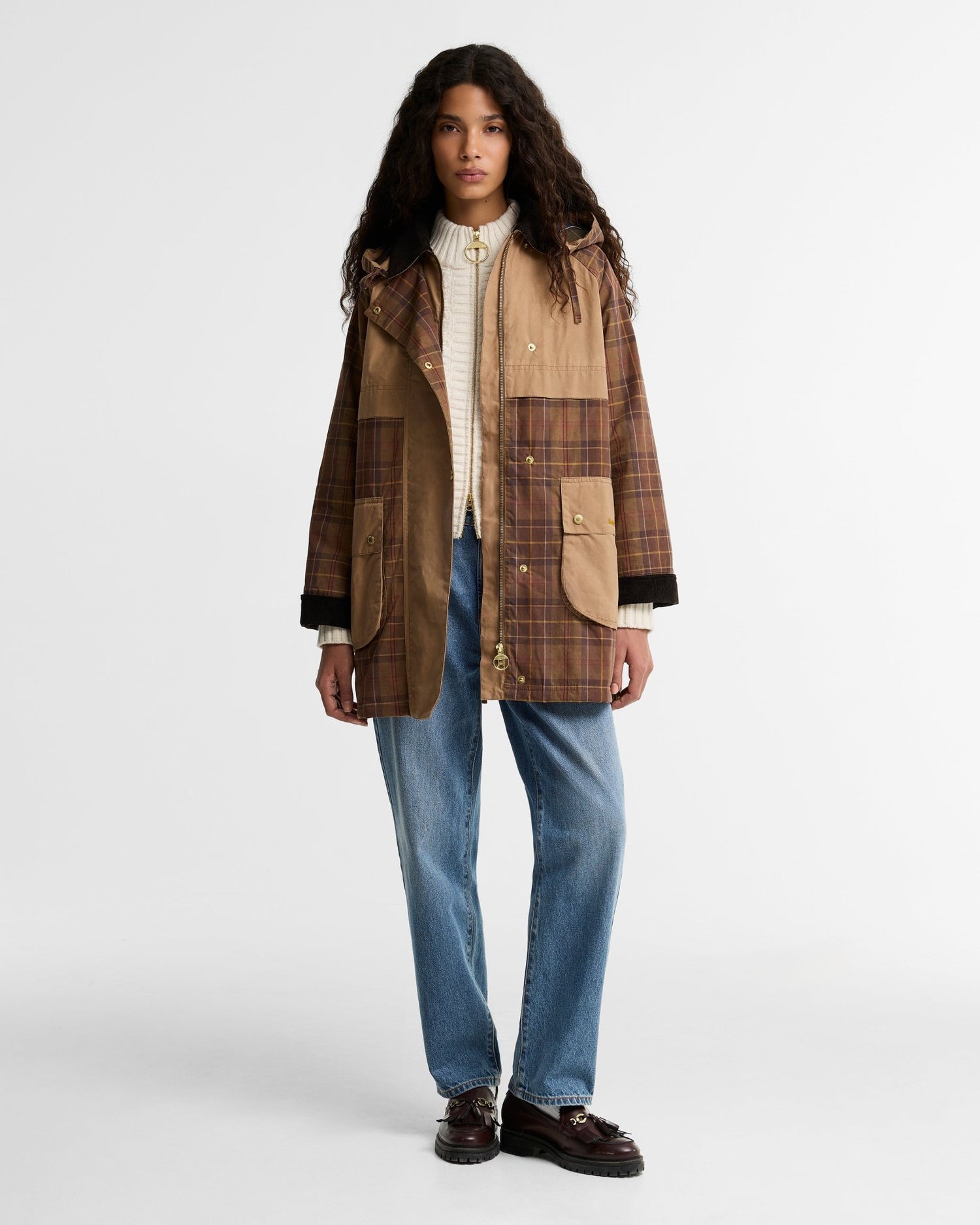 BarbourBarbour Elsie Casual JacketJacketMuted Tartan/Bark/Mixed Tartan - Blue Water Clothing