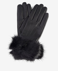 BarbourBarbour Fur Trimmed Leather GlovesaccessoriesBlack - Blue Water Clothing