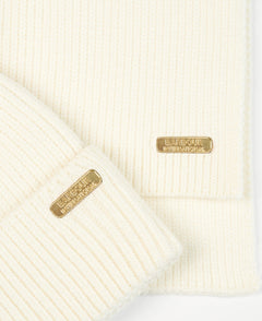 BarbourBarbour International Mallory Beanie & Scarf Gift Set Optic WhiteAccessories - Blue Water Clothing