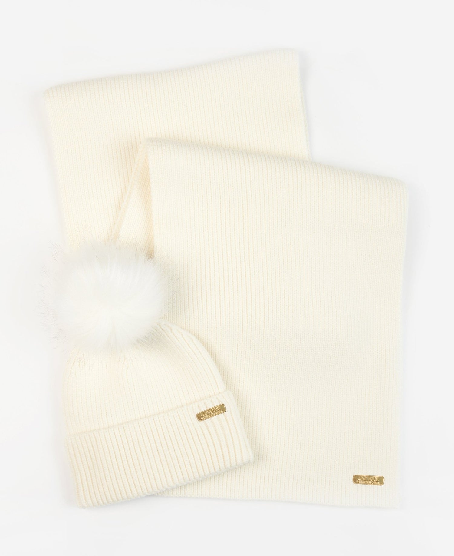 BarbourBarbour International Mallory Beanie & Scarf Gift Set Optic WhiteAccessories - Blue Water Clothing
