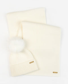 BarbourBarbour International Mallory Beanie & Scarf Gift Set Optic WhiteAccessories - Blue Water Clothing