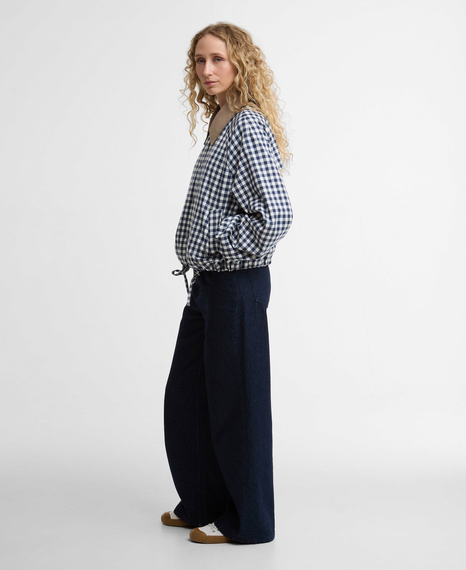 BarbourBarbour Ovingham Casual JacketCoatGingham Navy/ Neutral - Blue Water Clothing