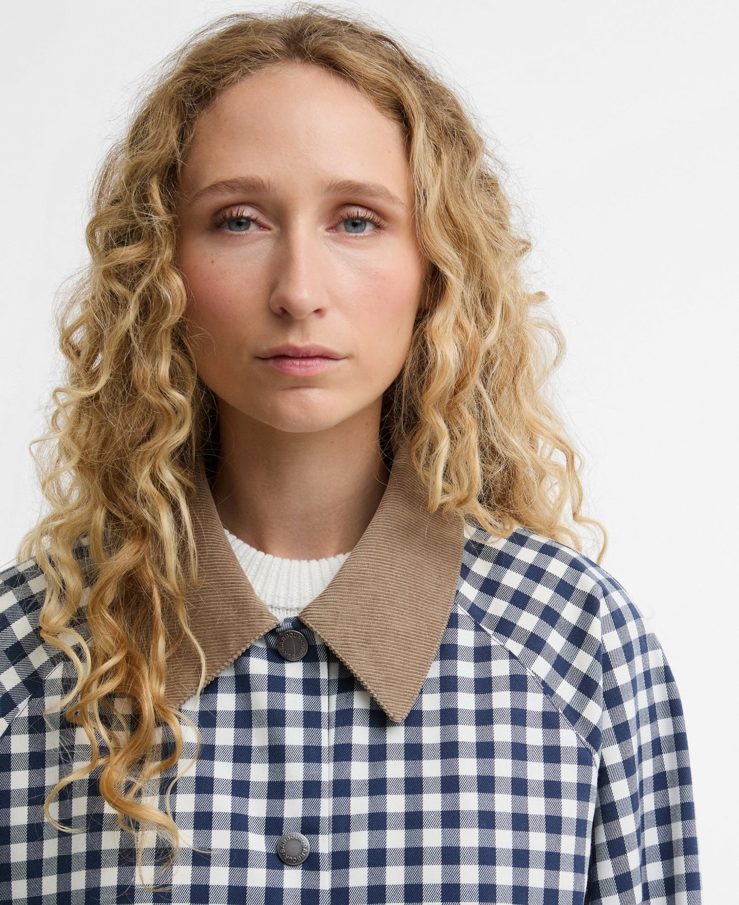 BarbourBarbour Ovingham Casual JacketCoatGingham Navy/ Neutral - Blue Water Clothing