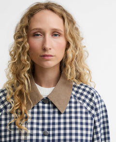 BarbourBarbour Ovingham Casual JacketCoatGingham Navy/ Neutral - Blue Water Clothing