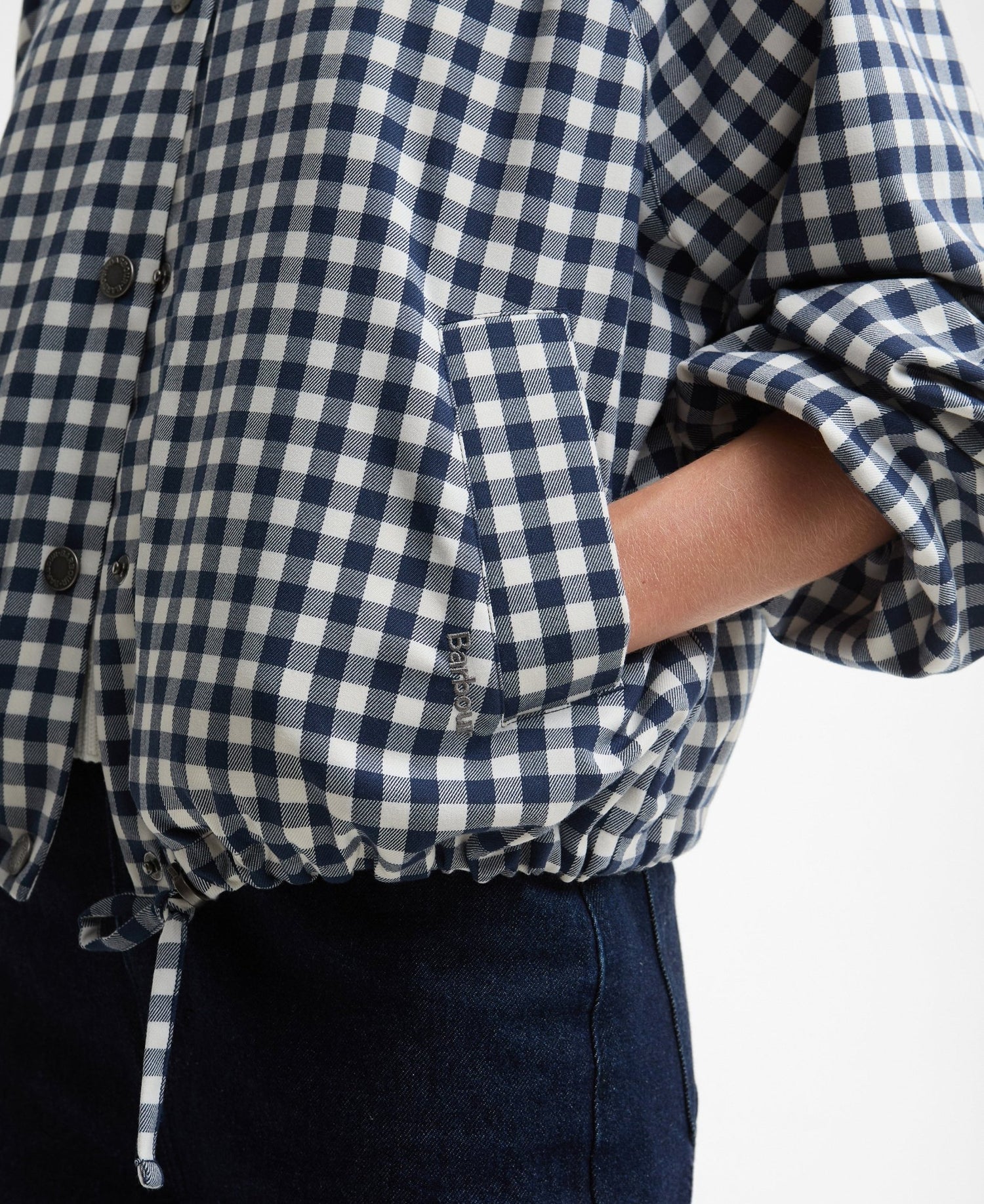 BarbourBarbour Ovingham Casual JacketCoatGingham Navy/ Neutral - Blue Water Clothing