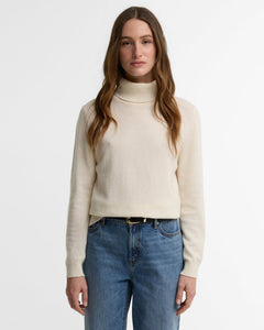 BarbourBarbour Pendle Roll Collar Knitted JumperSweaterEcru/Birchwood Tartan - Blue Water Clothing