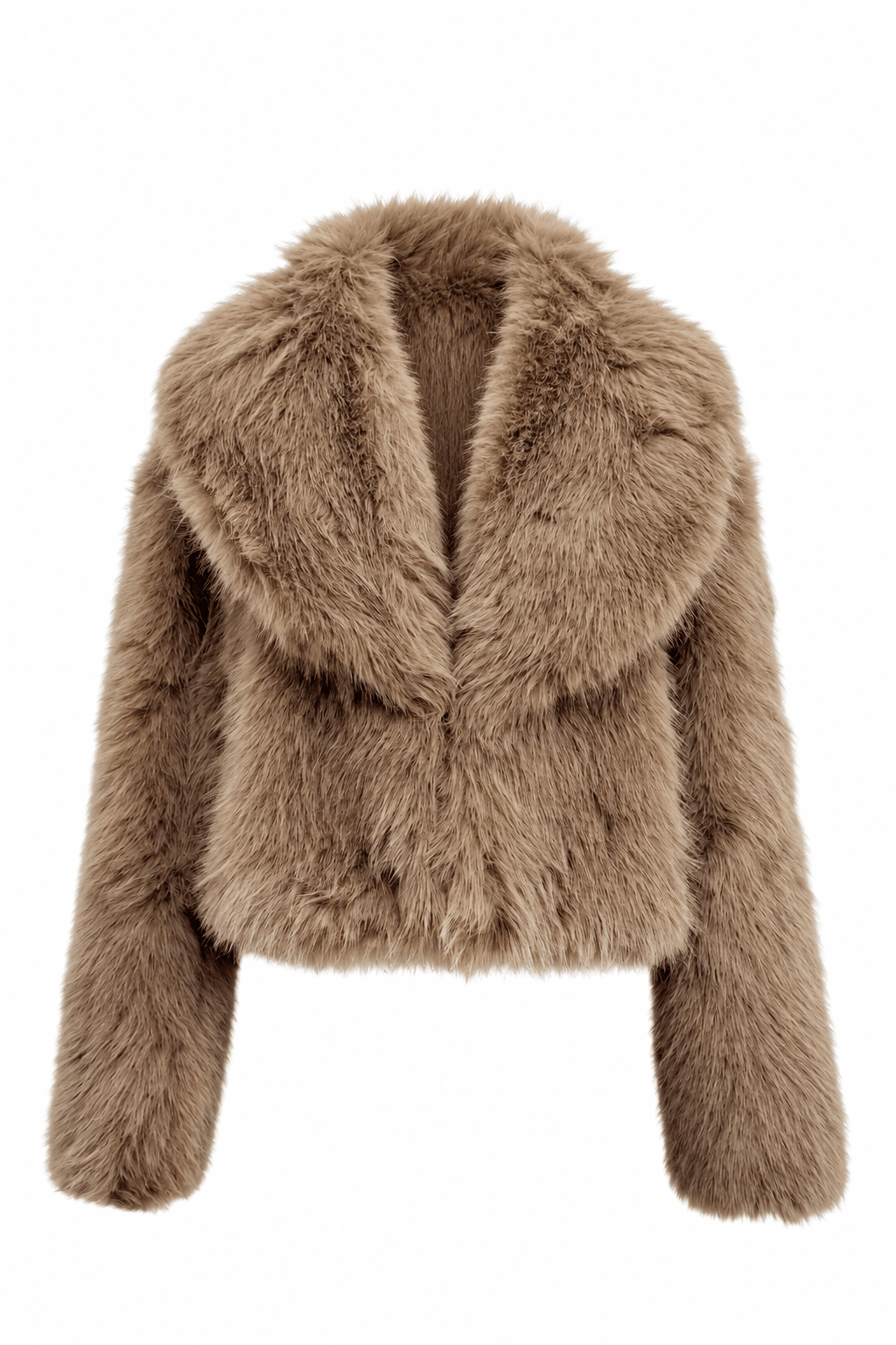 Cropped Faux Fur Jacket with Shawl Collar - Blue Water Clothing