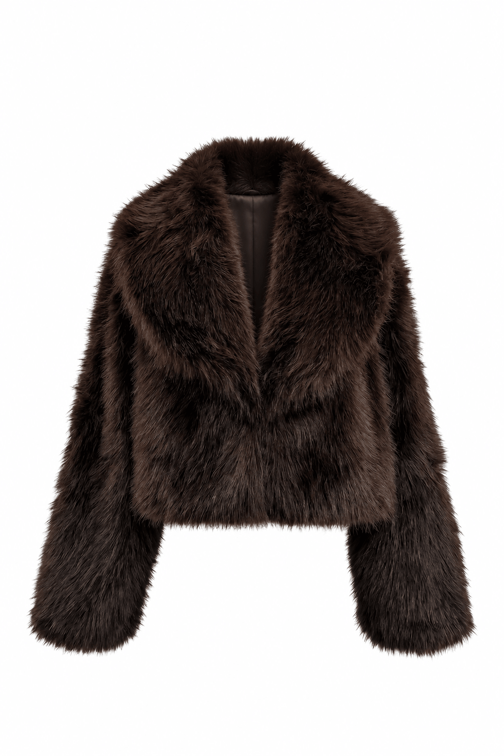 Cropped Faux Fur Jacket with Shawl Collar - Blue Water Clothing