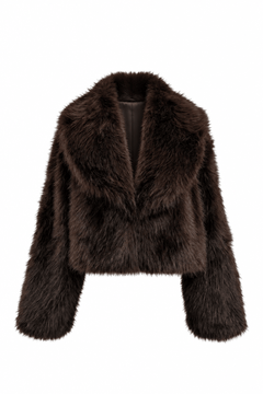 Cropped Faux Fur Jacket with Shawl Collar - Blue Water Clothing