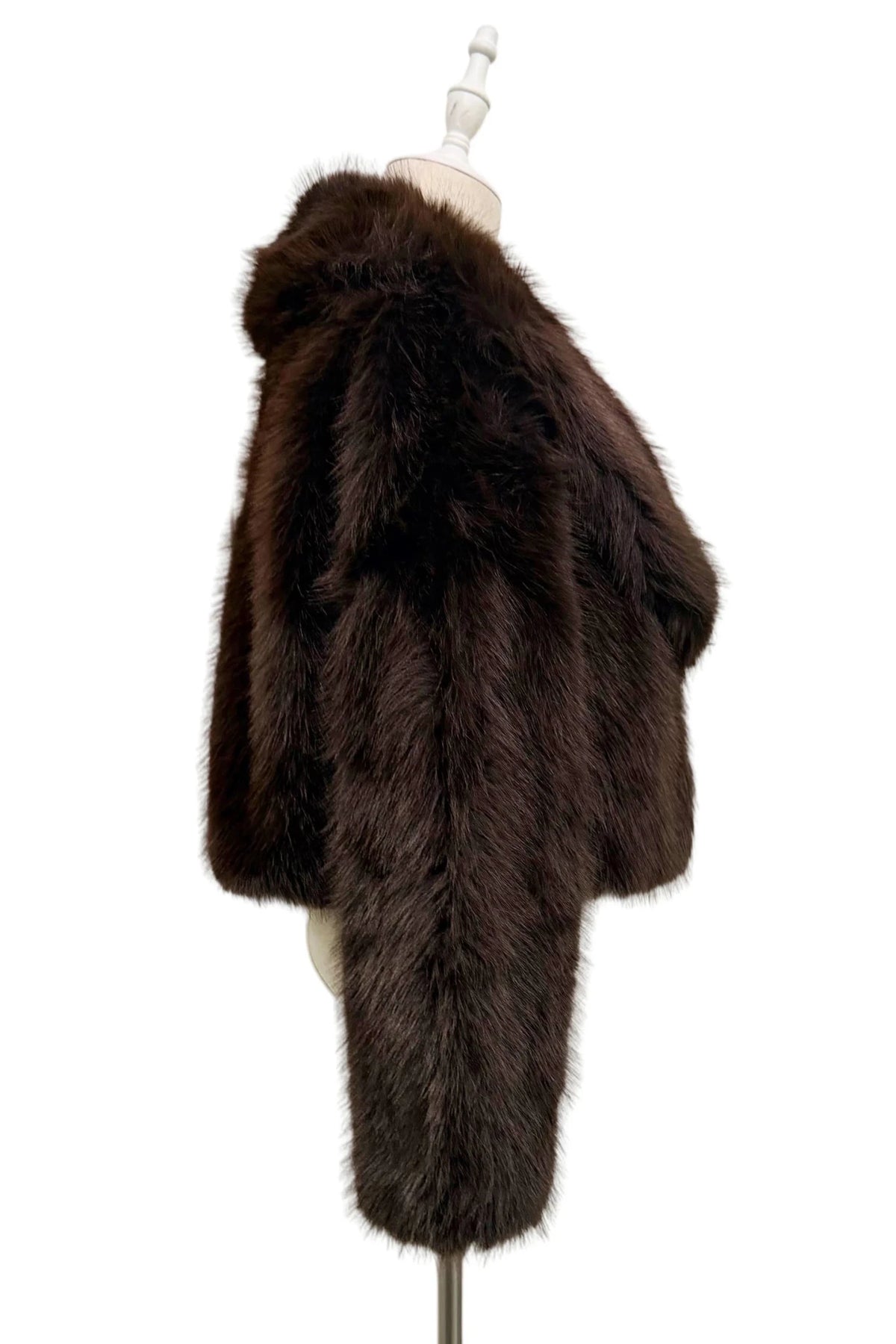 Cropped Faux Fur Jacket with Shawl Collar - Blue Water Clothing