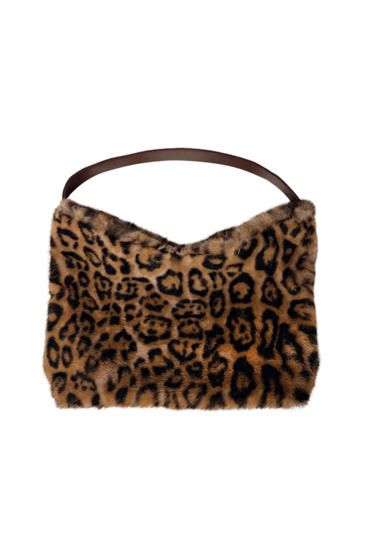 Faux Fur Deer & Leopard Print Top Handle Tote Bag - Blue Water Clothing