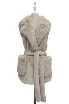 Blue Water ClothingFaux Fur Long Gilet with BeltClothing - Blue Water Clothing