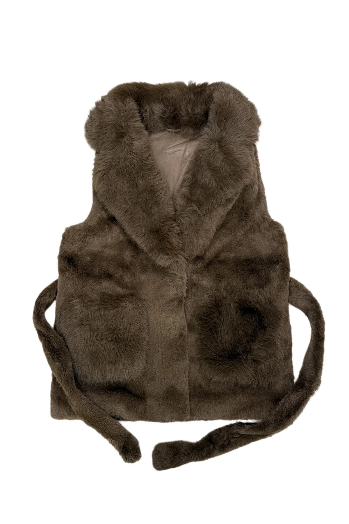 Blue Water ClothingFaux Fur Long Gilet with BeltClothing - Blue Water Clothing