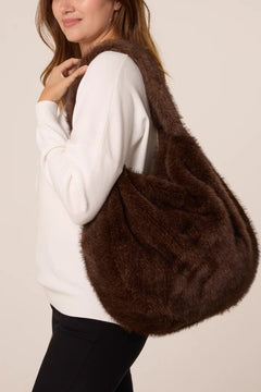 Faux Fur Slouch Bag - Blue Water Clothing