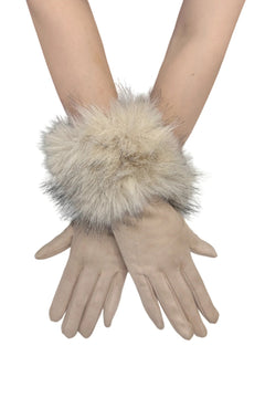 Blue Water ClothingFaux Suede Plain Gloves With Faux Fur TrimAccessories - Blue Water Clothing