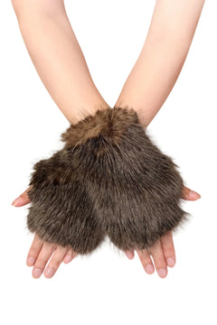Luxe Faux Fur Fingerless Gloves - Blue Water Clothing