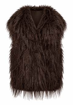 Oversized Shaggy Faux Fur Gillet Jacket - Blue Water Clothing