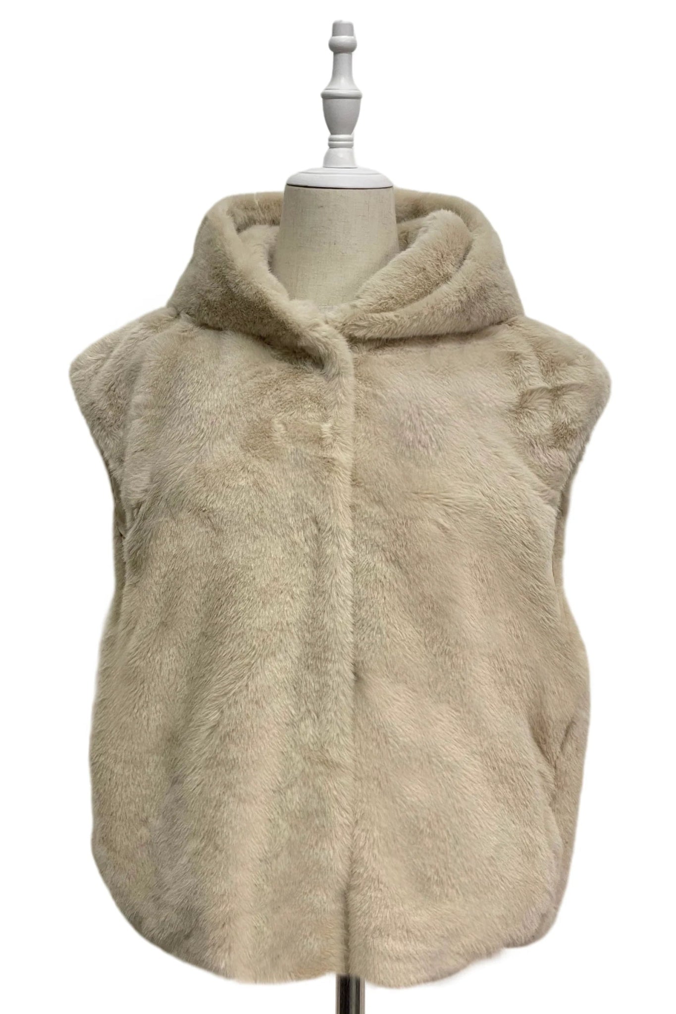 Blue Water ClothingPlain Faux Fur Hooded GiletClothing - Blue Water Clothing