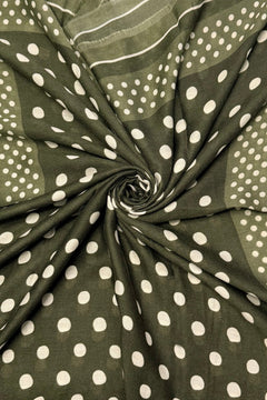 Polka Dot with Boarder Frayed Scarf - Blue Water Clothing