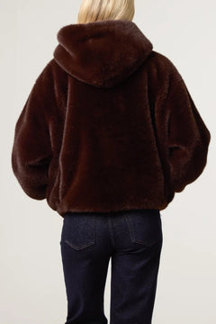 Zip Through Cosy Hooded Jacket Chocolate - Blue Water Clothing