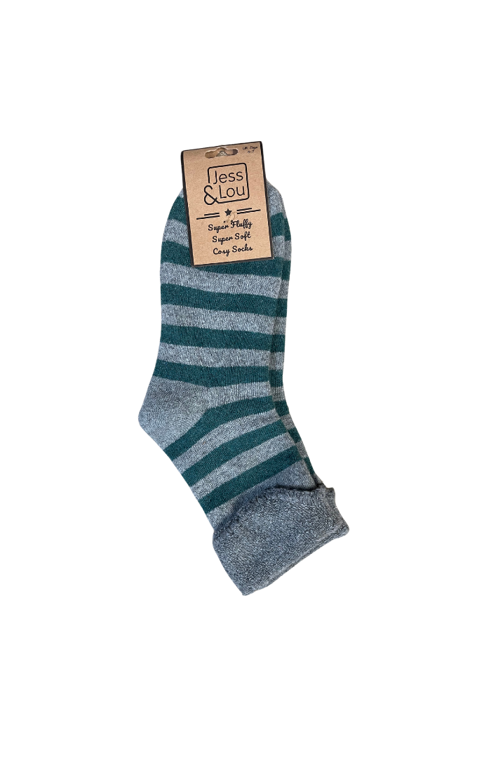 Cosy Fluffy Cuffed Socks Stripes