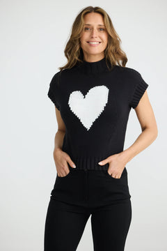 Brave And TrueBrave And True Heart To Heart Knit BlackTopsBlack - Blue Water Clothing