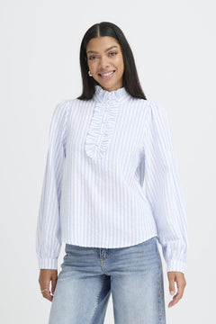 b.youngb.young BYGINETTE Frill BlouseClothingBright White - Blue Water Clothing