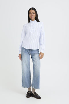 b.youngb.young BYGINETTE Frill BlouseClothingBright White - Blue Water Clothing