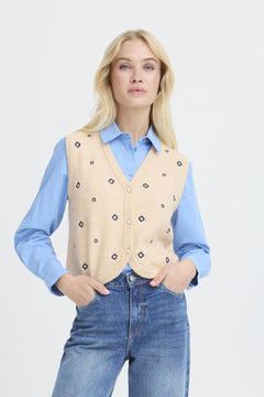 b.youngb.young BYNADIKA Knitted VestClothingOyester Grey - Blue Water Clothing