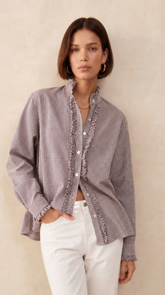 Charli LondonCharli London Daria ShirtTopsBrown Gingham - Blue Water Clothing