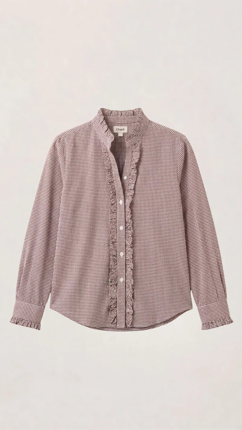 Charli LondonCharli London Daria ShirtTopsBrown Gingham - Blue Water Clothing