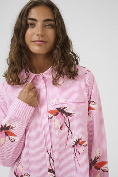 CultureCulture CUbrila Long Stripe ShirtTopsPink Flower Stripe - Blue Water Clothing