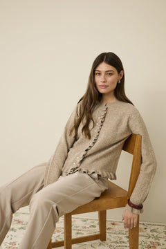 CultureCulture CUjulietta Frill CardiganClothingWoodrose Melange - Blue Water Clothing