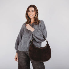Elie BeaumontElie Beaumont Suede Shoulder HandbagAccessories - Blue Water Clothing