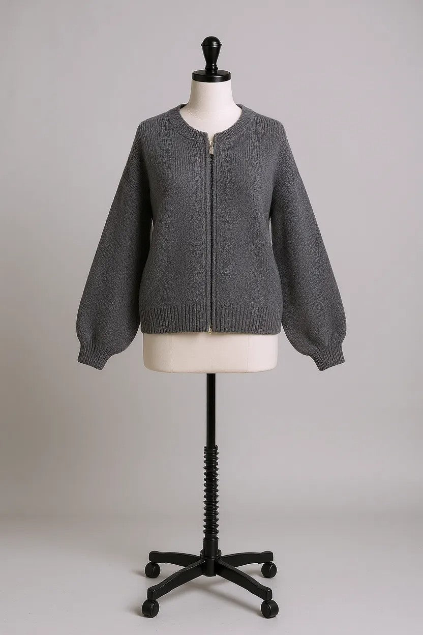 Elie BeaumontElie Beaumont Zip Through BomberAccessoriesGrey - Blue Water Clothing