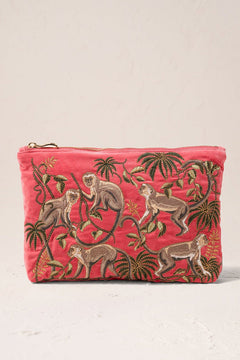 Elizabeth ScarlettElizabeth Scarlett Monkeys Velvet Everyday Pouch Blush PinkAccessories - Blue Water Clothing