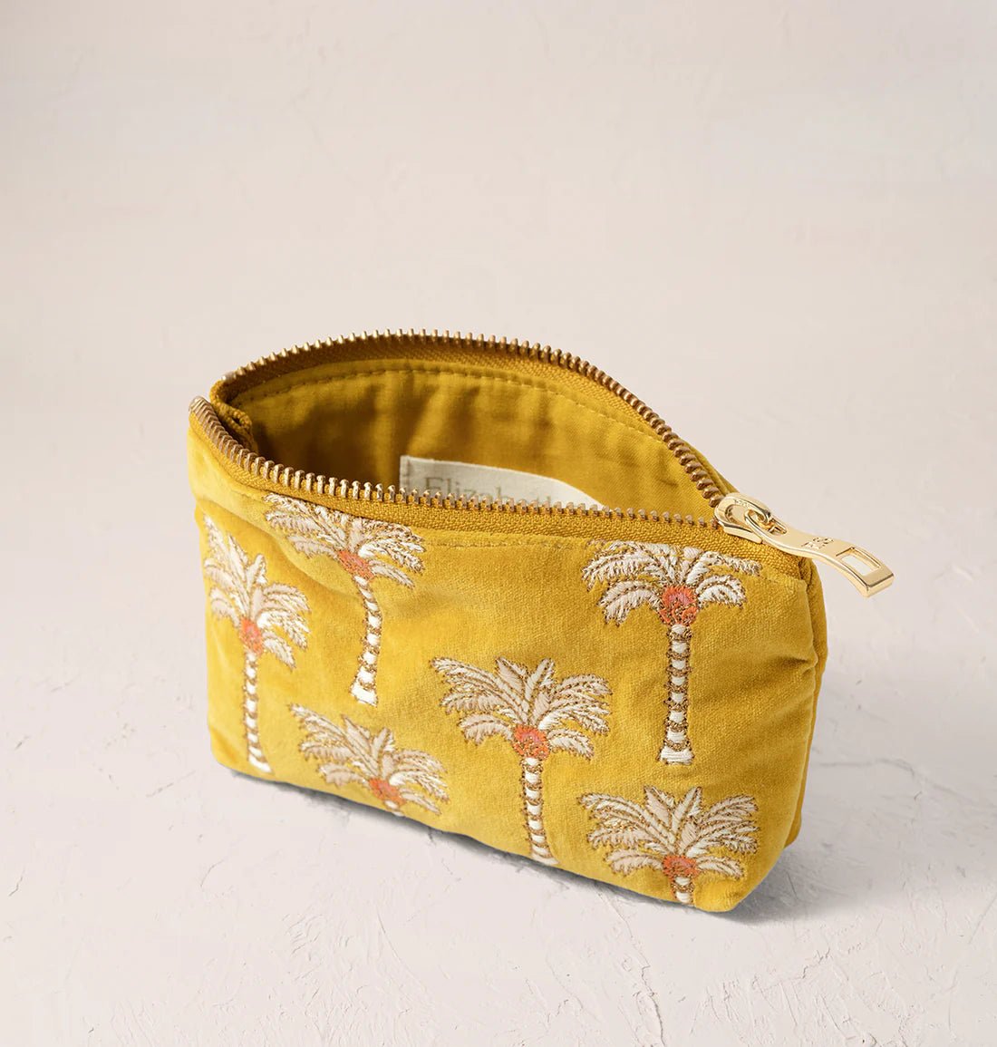 Elizabeth ScarlettElizabeth Scarlett Sunrise Palms Velvet Coin Purse Mustard YellowAccessories - Blue Water Clothing