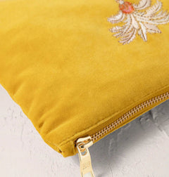Elizabeth ScarlettElizabeth Scarlett Sunrise Palms Velvet Mini Pouch Mustard YellowAccessories - Blue Water Clothing