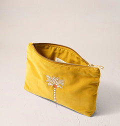Elizabeth ScarlettElizabeth Scarlett Sunrise Palms Velvet Mini Pouch Mustard YellowAccessories - Blue Water Clothing
