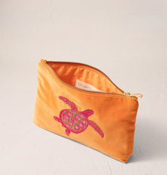 Elizabeth ScarlettElizabeth Scarlett Turtle Conservation Velvet Mini Pouch OrangeAccessories - Blue Water Clothing