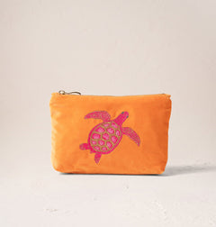 Elizabeth ScarlettElizabeth Scarlett Turtle Conservation Velvet Mini Pouch OrangeAccessories - Blue Water Clothing