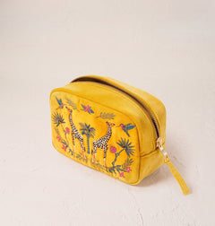 Elizabeth ScarlettElizabeth Scarlett Wild Giraffe Palm Velvet Makeup Bag Mustard YellowAccessories - Blue Water Clothing