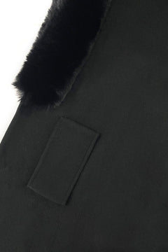 Faux Fur Trim Pull Through Wool Cape - Blue Water Clothing