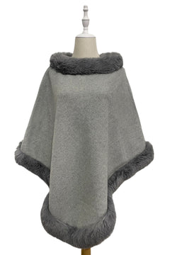 Blue Water ClothingFaux Fur Trim Wool PonchoClothing - Blue Water Clothing