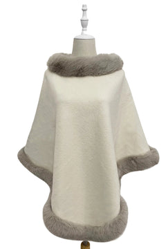 Blue Water ClothingFaux Fur Trim Wool PonchoClothing - Blue Water Clothing