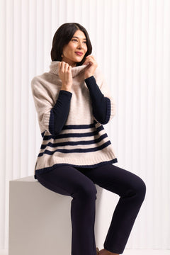 FOILFoil Plus One Popover Jumper Oat/MidnightClothingOat/Midnight - Blue Water Clothing